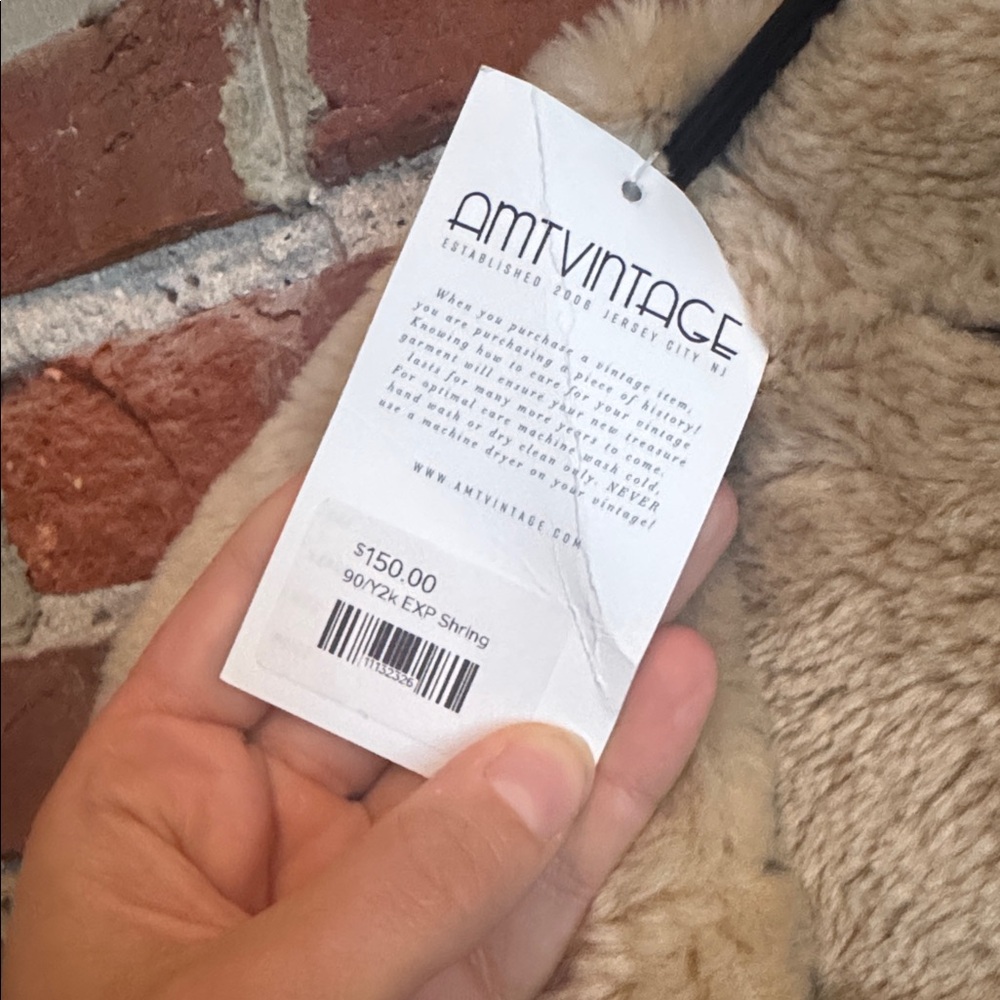 Vintage Long Teddy Shearling Coat in Beige - Picture 2 of 4
